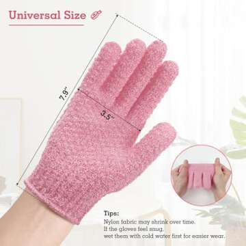 Evridwear Exfoliating Gloves for Shower, 100% Nylon Thick Soft Medium Heavy Bathing Gloves Dead Skin Remover Body Scrubber Smooth Skin with Hang Loop, 1 Pair Moderate Pink