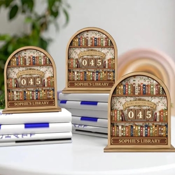 Personalized Wooden Books Read Tracker Gift for Readers