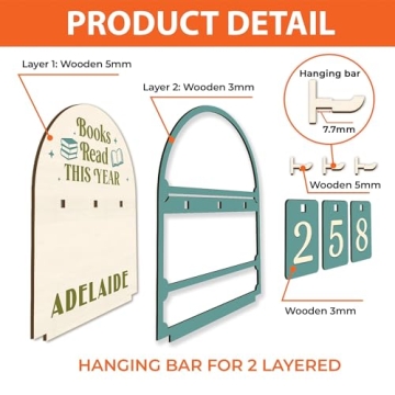 Personalized Wooden Books Read Tracker Gift for Readers