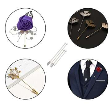 Metal Brooch Stick Pins with Stopper Ends Safety Copper Long Needle Eye Pins for Men Women Suit Tie Hat Scarf DIY Jewelry Accessories, Silver 20pcs 50mm & 20pcs 70mm