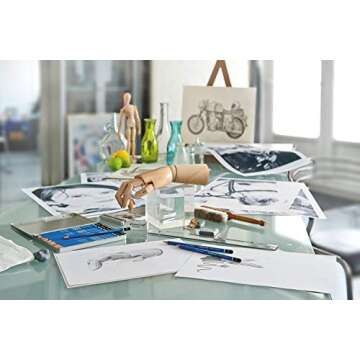 Wooden Lead Pencil By Staedtler Mars Lumograph - Pack of 12 Degrees in Practical Plastic Storage Box with Staedtler Tub Sharpener and Rasoplast Eraser