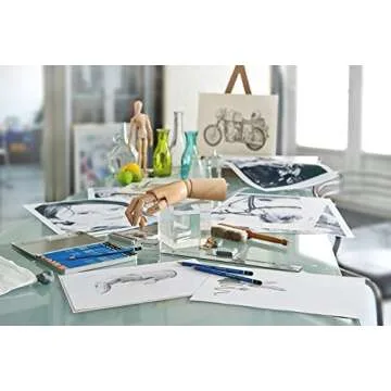 Wooden Lead Pencil By Staedtler Mars Lumograph - Pack of 12 Degrees in Practical Plastic Storage Box with Staedtler Tub Sharpener and Rasoplast Eraser