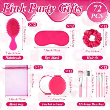 72 PCS Pink Girl Party Favors – Makeup & Fun Supplies for Little Princesses
