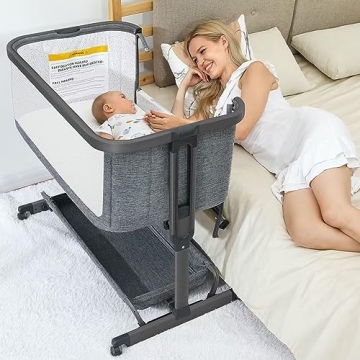 AMKE 3 in 1 Baby Bassinets,All Mesh Bedside Sleeper for Baby,Easy to Assemble Bassinet for Newborn/I...