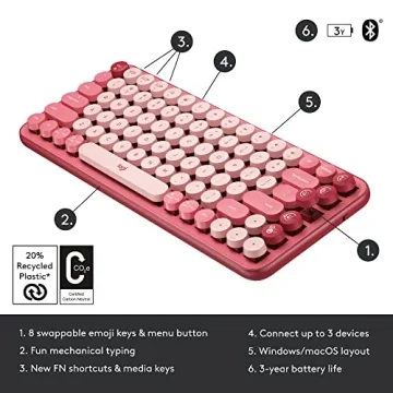 Logitech POP Mechanical Keyboard - Emoji Keys, Multi-Device