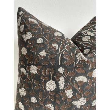 Canyon Theory Hand Block Print Linen Pillow Cover 20x20