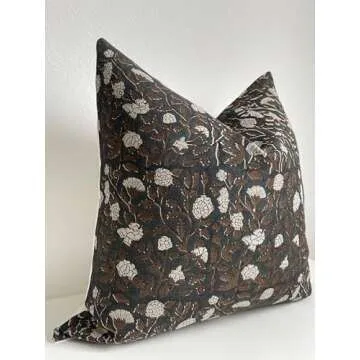 Canyon Theory Hand Block Print Linen Pillow Cover 20x20