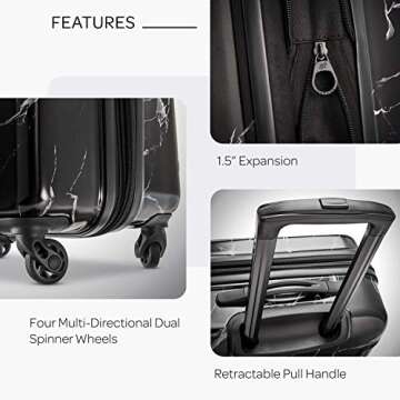 American Tourister Moonlight Hardside Expandable Luggage with Spinner Wheels, Black Marble, 3-Piece Set (21/24/28)