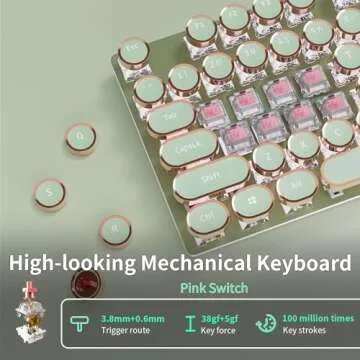 Stylish Retro Typewriter Mechanical Gaming Keyboard Green