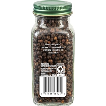 Simply Organic Black Peppercorns for Flavorful Dishes