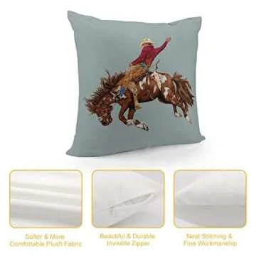 RURALS Vintage Western Cowboy Decorative Pillow Covers Cozy Soft Throw Pillowcase Square Couch Cushion Cover for Home Decor Sofa Living Room Bed Car 18x18 Inch