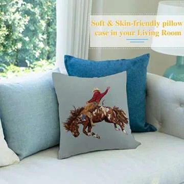 RURALS Vintage Western Cowboy Decorative Pillow Covers Cozy Soft Throw Pillowcase Square Couch Cushion Cover for Home Decor Sofa Living Room Bed Car 18x18 Inch