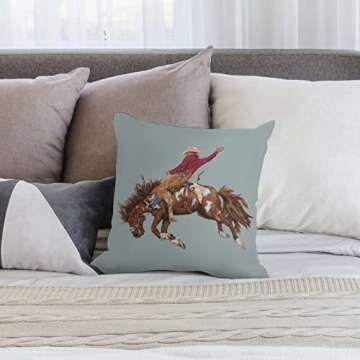 RURALS Vintage Western Cowboy Decorative Pillow Covers Cozy Soft Throw Pillowcase Square Couch Cushion Cover for Home Decor Sofa Living Room Bed Car 18x18 Inch