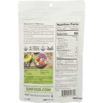 Sunfood Superfoods Acai Maqui Bowl Mix Organic, Non-GMO, Vegan, Gluten Free, Kosher Ultra- Clean No ...