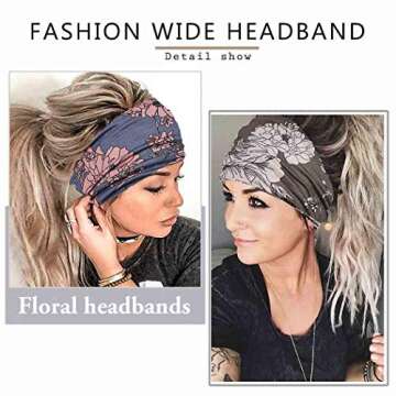 YBSHIN Boho Wide Headbands Knoted African Hair Bands Stretch Elastic Head Wraps Floral Hair Accessories for Women 3Pcs