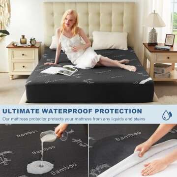BEDLORE Queen Size Mattress Protector Waterproof, Mattress Pad Fitted 6-18 Inch Deep Pocket, 3D Air ...