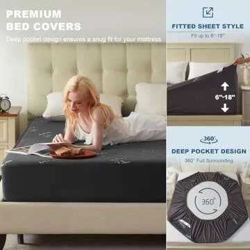 BEDLORE Queen Size Mattress Protector Waterproof, Mattress Pad Fitted 6-18 Inch Deep Pocket, 3D Air Fabric Soft Double Bed Mattress Cover Noiseless Washable for Bedroom, Hotel, Gray