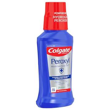 Colgate Peroxyl Antiseptic Mouth Sore Rinse, Alcohol Free, 1.5% Hydrogen Peroxide, Mild Mint, 8.4 Fl Oz (Pack of 1)