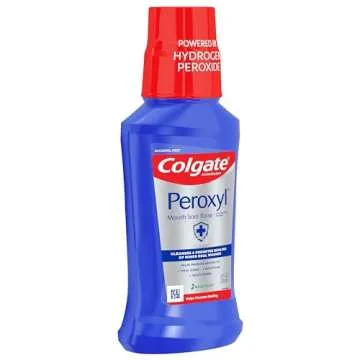 Colgate Peroxyl Antiseptic Mouth Sore Rinse, Alcohol Free, 1.5% Hydrogen Peroxide, Mild Mint, 8.4 Fl Oz (Pack of 1)