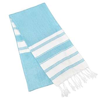 GLAMBURG Peshtemal Turkish Towel Set - Extra Large 36x71 Beach Towels for Adults in Aqua Blue
