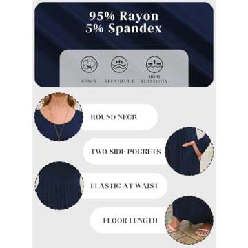 DEARCASE Navy Blue Long Sleeve Maxi Dress for Women