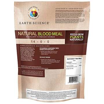 Earth Science Natural Blood Meal Plant Food – Organic Nitrogen for Thriving Plants – Feed Flower...