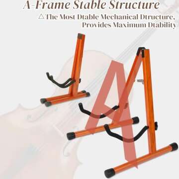 Cello Stand, Mahogany Wood Cello Stand with Bow Holder for Cello Display, A-Frame Cello Stand 4/4 with Padded Foam, Wooden Floor Cello Guitar Stand for Full Size 4/4, 7/8, 3/4, 1/2, 1/4, Guitar
