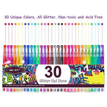 Aen Art Glitter Gel Pens, Colored Gel Markers Pen Set with 40% More Ink for Adult Coloring Books, Dr...