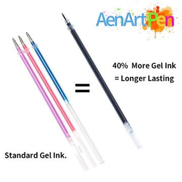 Aen Art Glitter Gel Pens, Colored Gel Markers Pen Set with 40% More Ink for Adult Coloring Books, Drawing, Journaling and Doodling (30 Colors)