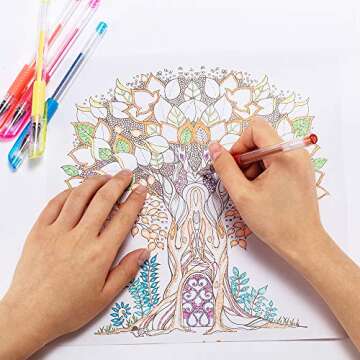 Aen Art Glitter Gel Pens, Colored Gel Markers Pen Set with 40% More Ink for Adult Coloring Books, Drawing, Journaling and Doodling (30 Colors)