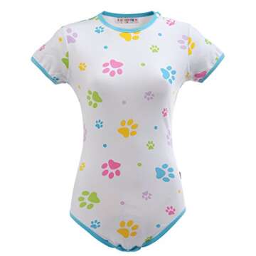 Littleforbig Adult Baby & Diaper Lover (ABDL) Button Crotch Romper Onesie - Baby Paws Onesie