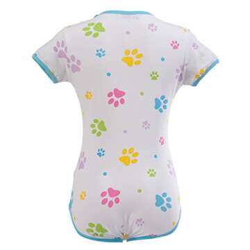 Littleforbig Adult Baby & Diaper Lover (ABDL) Button Crotch Romper Onesie - Baby Paws Onesie