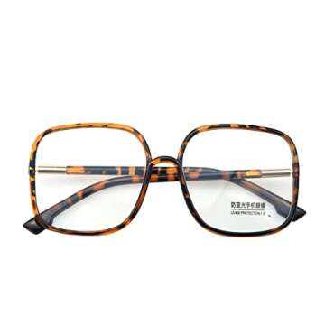 Shiratori Woman's New Retro Blue Light Blocking Glasses Big frame Nerd Eyeglasses Frame Anti Blue Ray Computer Game Glasses Leopard