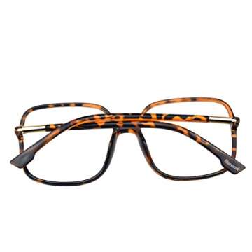 Shiratori Woman's New Retro Blue Light Blocking Glasses Big frame Nerd Eyeglasses Frame Anti Blue Ray Computer Game Glasses Leopard