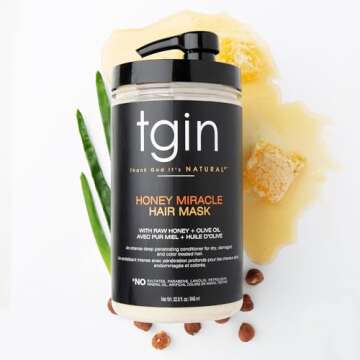 tgin Honey Miracle Hair Mask - Jumbo, 32 fl oz - Deep Conditioner for Natural, Dry, Damaged, Colored Treated Hair - Type 3c and 4c Hair