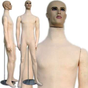 Soft Flexible Bendable Male Mannequin with Realistic Head