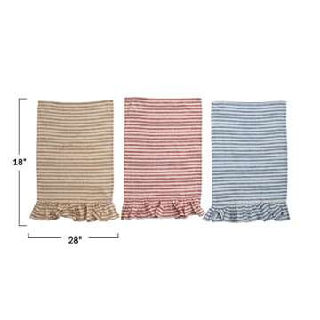 Stylish Creative Co-Op Cotton Striped Ruffle Tea Towels
