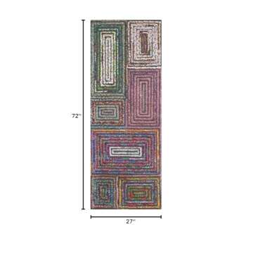SAFAVIEH Nantucket Collection Runner Rug - 2'3" x 6', Charcoal, Handmade Boho Abstract Cotton & Wool...