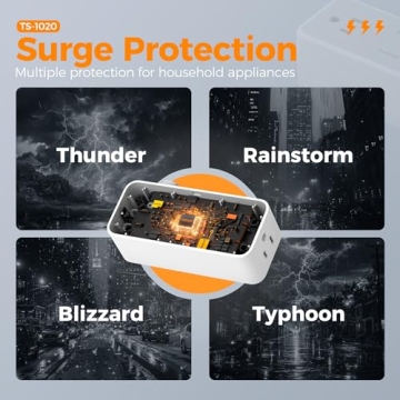 TESSAN 5FT Flat Extension Cord with Surge Protection