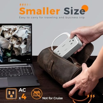 TESSAN 5FT Flat Extension Cord with Surge Protection