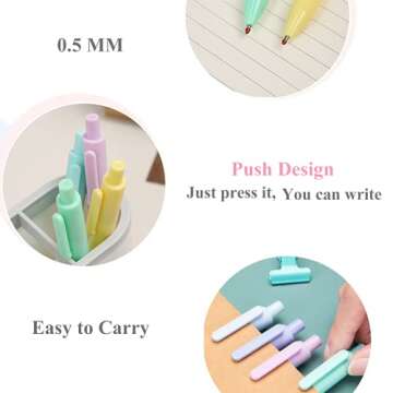 DRPHKTT 10 Pack Retractable Gel Pens, Black Ink, Cute Pens, Pastel Pens Barrel, Macaron Style Smooth Writing Pens, Fine Point, 0.5mm (Macaron)