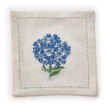 Elegant Hand Embroidered Hydrangea Napkin Set for Dining