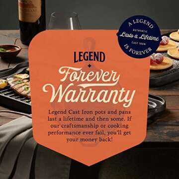 Legend Cast Iron Griddle for Gas Stovetop with Easy Grip Handles | 2-in-1 Reversible 20” | Use On Open Fire & in Oven | Lightly Pre-Seasoned Gets Better with Each Use