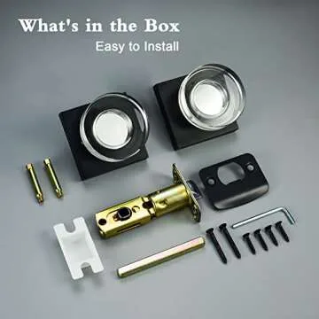 coolnews Matte Black Door Knob Glass Door Knobs Interior Privacy Door Knobs with Lock for Bathroom and Bedroom Vintage Crystal Door Knobs