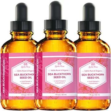 Leven Rose Sea Buckthorn Seed Oil, 100% Pure Unrefined Cold Pressed Anti Aging Acne Treatment for Hair Skin and Nails (1 oz)