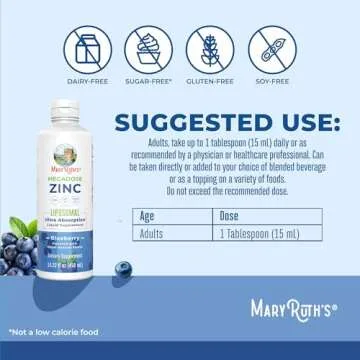 MaryRuth Organics Nutritional Supplement | Liposomal Liquid Zinc Supplement with Vitamin E | Overall Health and Skin Care | Blueberry | Vegan, Non-GMO, Gluten Free, No Sugar Added | 15.22 Fl Oz