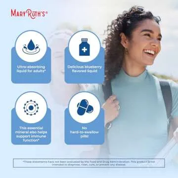 MaryRuth Organics Nutritional Supplement | Liposomal Liquid Zinc Supplement with Vitamin E | Overall Health and Skin Care | Blueberry | Vegan, Non-GMO, Gluten Free, No Sugar Added | 15.22 Fl Oz