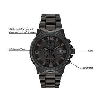 Citizen Men's Eco-Drive Weekender Nighthawk Chronograph Watch in Black IP Stainless Steel, Black Dial (Model: CA0295-58E)