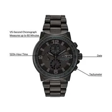Citizen Men's Eco-Drive Weekender Nighthawk Chronograph Watch in Black IP Stainless Steel, Black Dial (Model: CA0295-58E)
