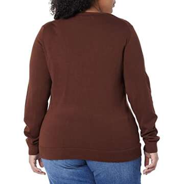 Amazon Essentials Women's Classic-Fit Lightweight Long-Sleeve V-Neck Sweater (Available in Plus Size), Toffee Brown, Medium